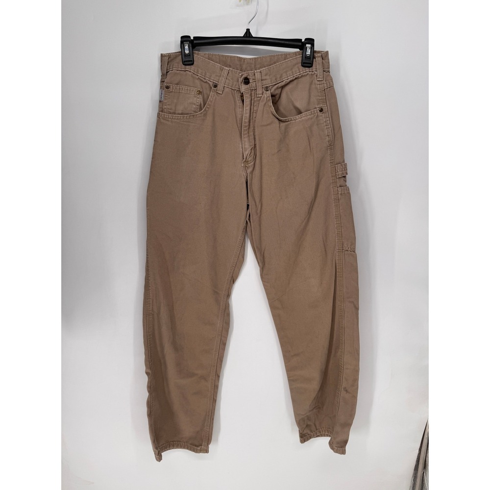 Carhartt Carpenter Pants Mens 32x32 Khaki B159-GKH Loose Fit Canvas Utility